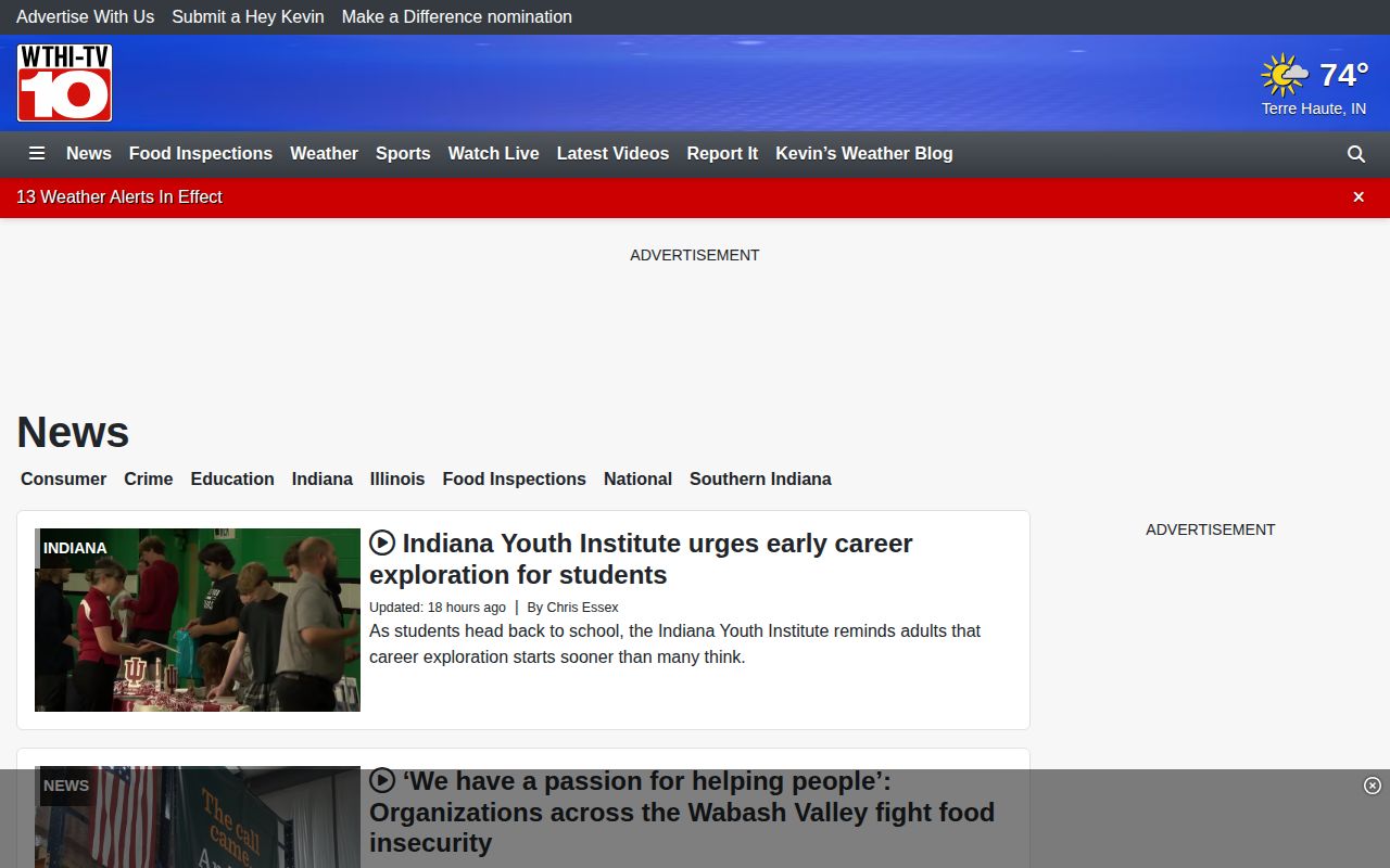 WTHI regional Vermillion County crime news landing page